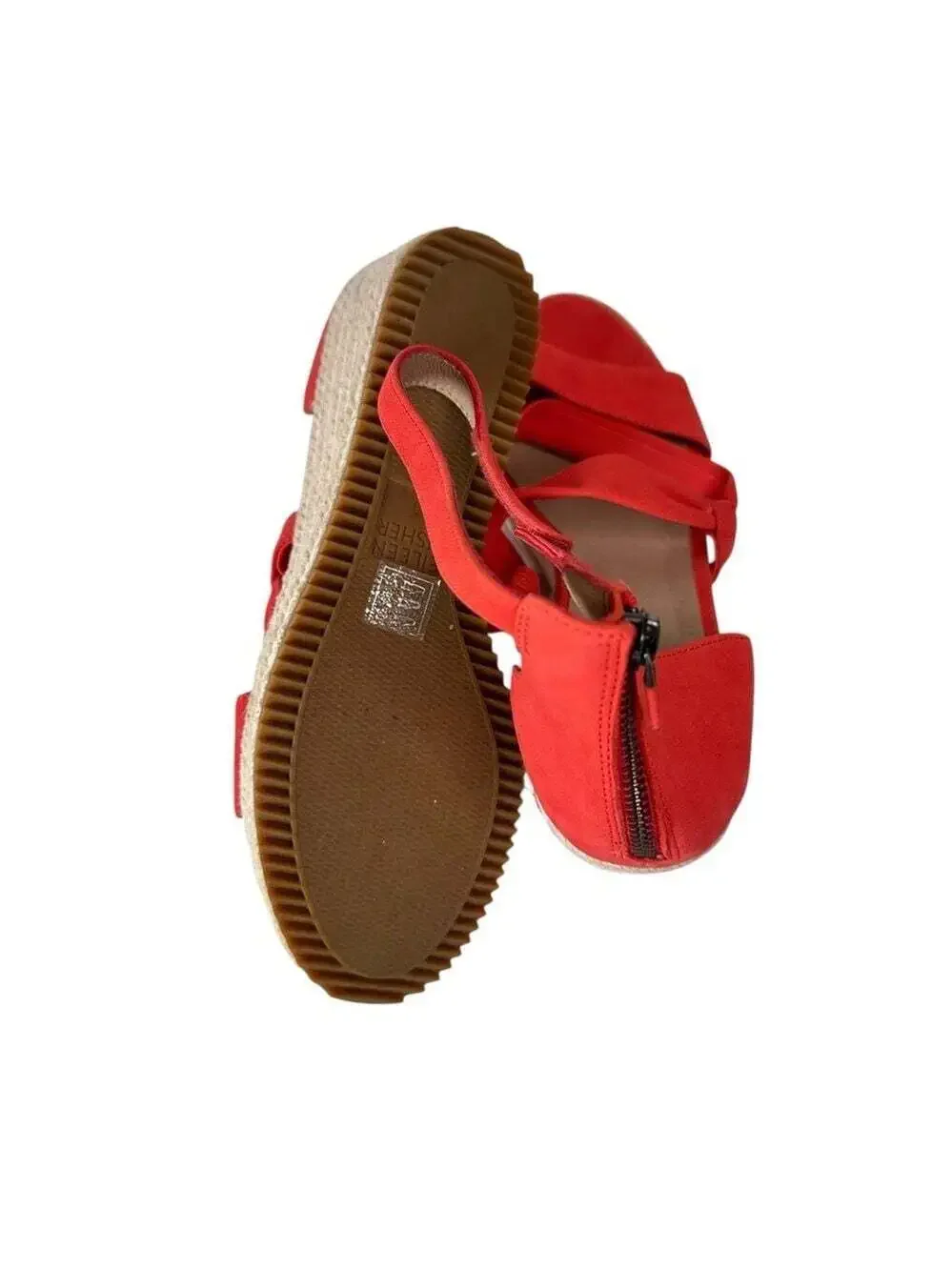 Eileen Fisher Wisp Red Nubuck Espadrille Wedge Sandals Ankle Zip Women 9